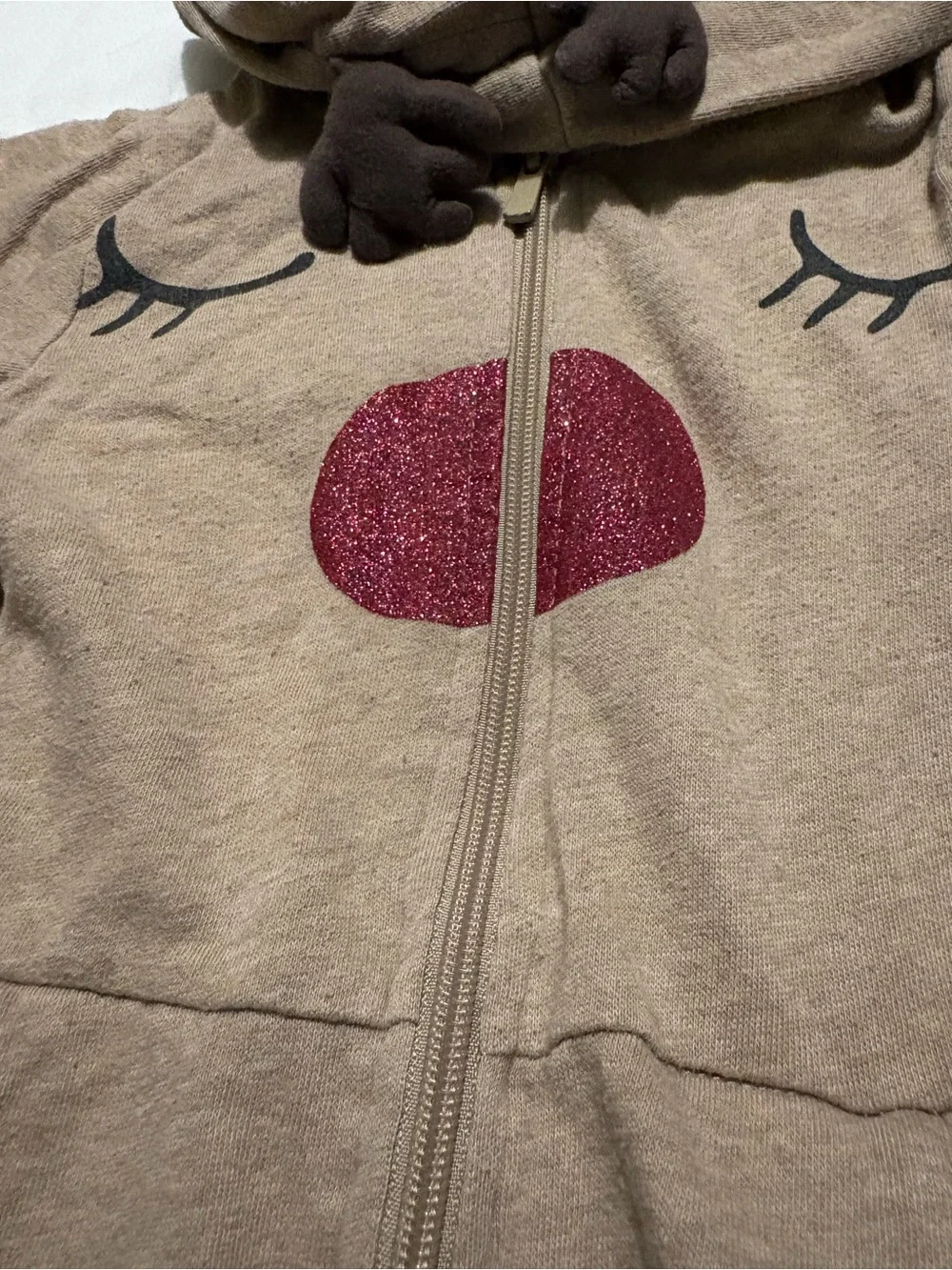 H&M Brown Reindeer One-Piece with Red Nose